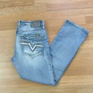 Mens Salvage Havoc Slim Straight Jeans / 33x30 / Lightly Distressed